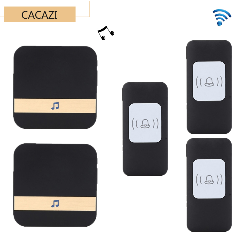 CACAZI ֽ Ʈ Ȩ DoorBell 3  ư + 2 ű 300m     AC 75-250V 52   /CACAZI Newest Smart home DoorBell 3 Waterproof buttons+2 receivers